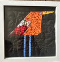 Quilted Green Bird Wall Art – Framed Fabric Mosaic